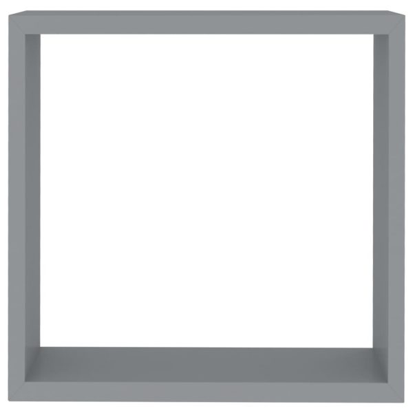 Prateleiras de parede em forma de cubo 3 pcs MDF cinzento - Image 7