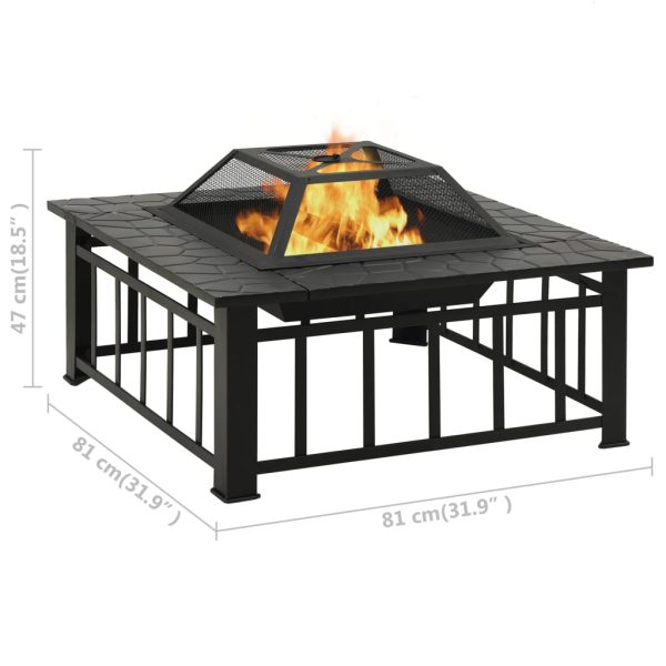 Braseira de jardim com atiçador 81x81x47 cm XXL aço - Image 8