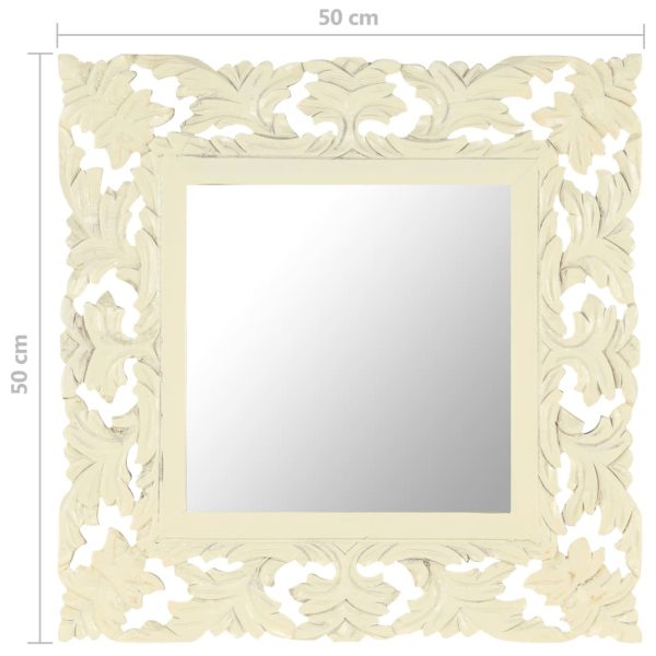 Espelho esculpido à mão 50x50 cm mangueira maciça branco - Image 6