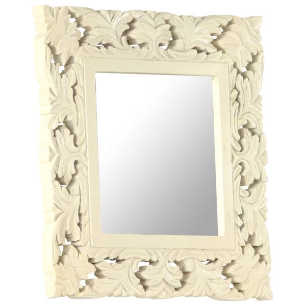 Espelho esculpido à mão 50x50 cm mangueira maciça branco - Image 8
