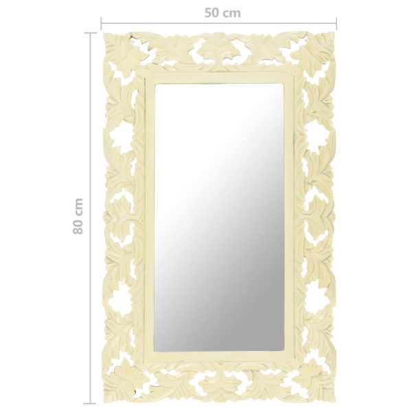 Espelho esculpido à mão 80x50 cm mangueira maciça branco - Image 6
