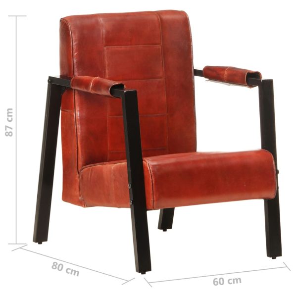 Poltrona couro de cabra genuíno 60x80x87 cm castanho-escuro - Image 7