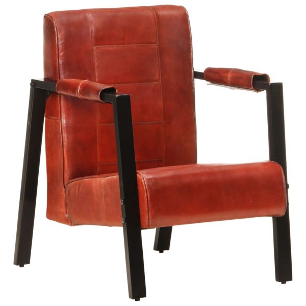 Poltrona couro de cabra genuíno 60x80x87 cm castanho-escuro - Image 8