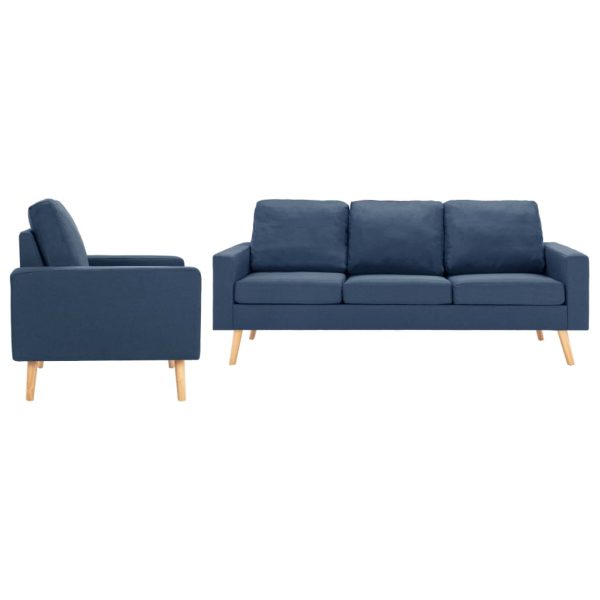 2 pcs conjunto de sofás tecido azul