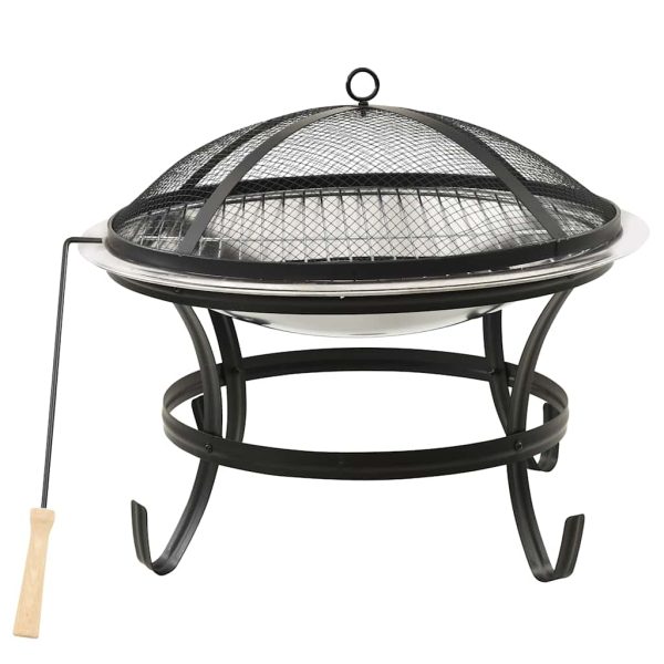 Braseira e barbecue 2-em-1 com atiçador 56x56x49 cm aço inox. - Image 2