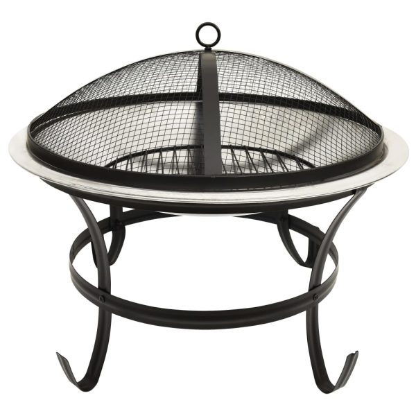 Braseira e barbecue 2-em-1 com atiçador 56x56x49 cm aço inox. - Image 4
