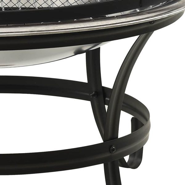 Braseira e barbecue 2-em-1 com atiçador 56x56x49 cm aço inox. - Image 6