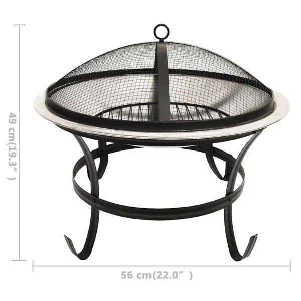 Braseira e barbecue 2-em-1 com atiçador 56x56x49 cm aço inox. - Image 9
