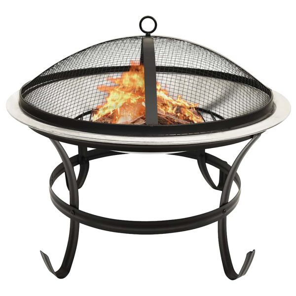 Braseira e barbecue 2-em-1 com atiçador 56x56x49 cm aço inox.