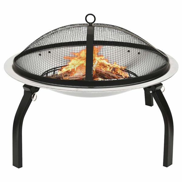 Braseira e barbecue 2-em-1 com atiçador 56x56x49 cm aço inox.