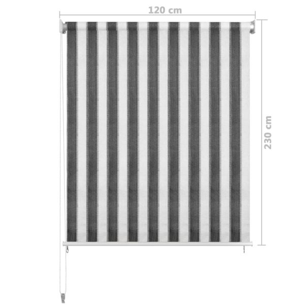 Estore de rolo para exterior 120x230 cm riscas antracite/branco - Image 6