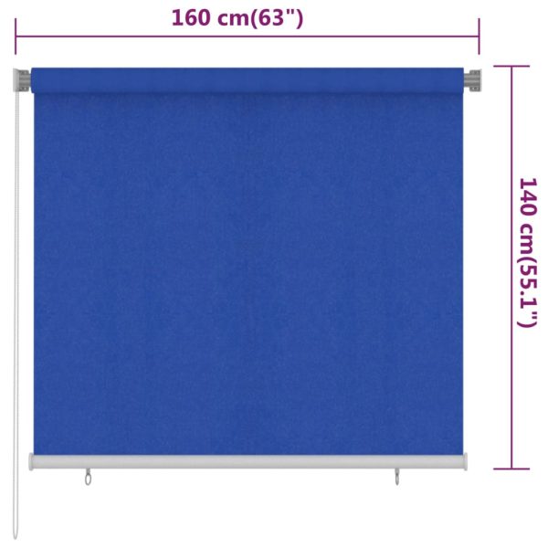 Estore de rolo para exterior PEAD 160x140 cm azul - Image 6