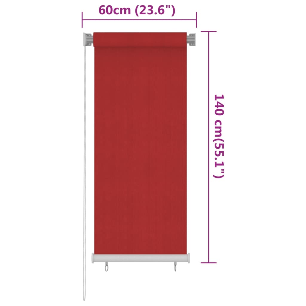 Estore de rolo para exterior PEAD 60x140 cm vermelho - Image 6