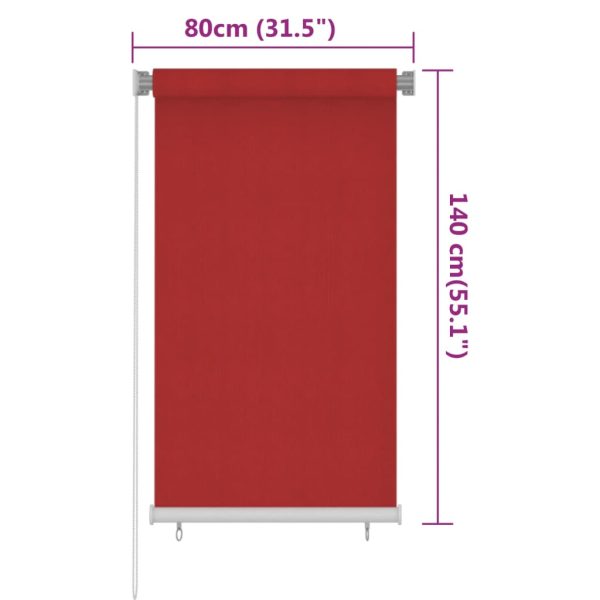 Estore de rolo para exterior PEAD 80x140 cm vermelho - Image 6