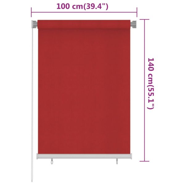 Estore de rolo para exterior PEAD 100x140 cm vermelho - Image 6