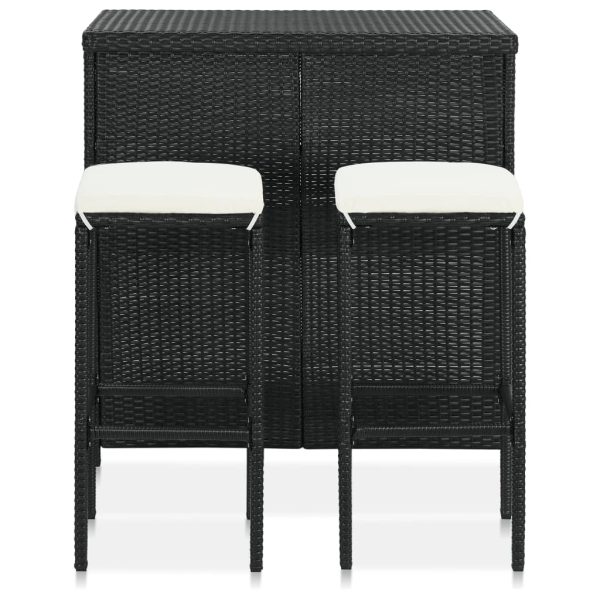 3 pcs conjunto de bar vime PE preto - Image 2