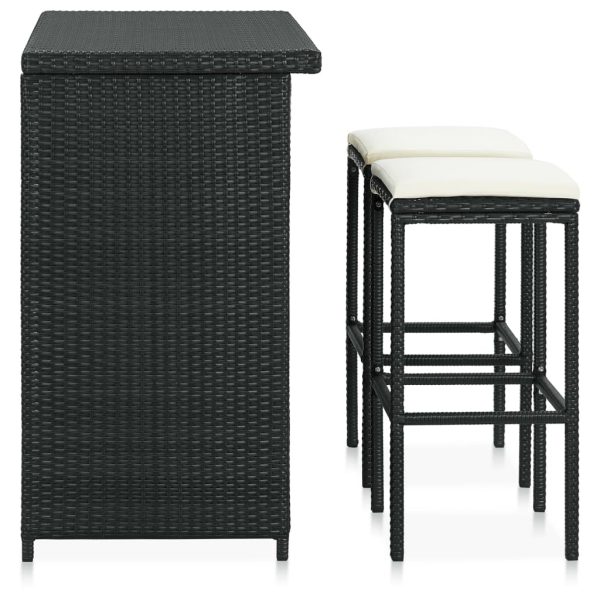 3 pcs conjunto de bar vime PE preto - Image 3