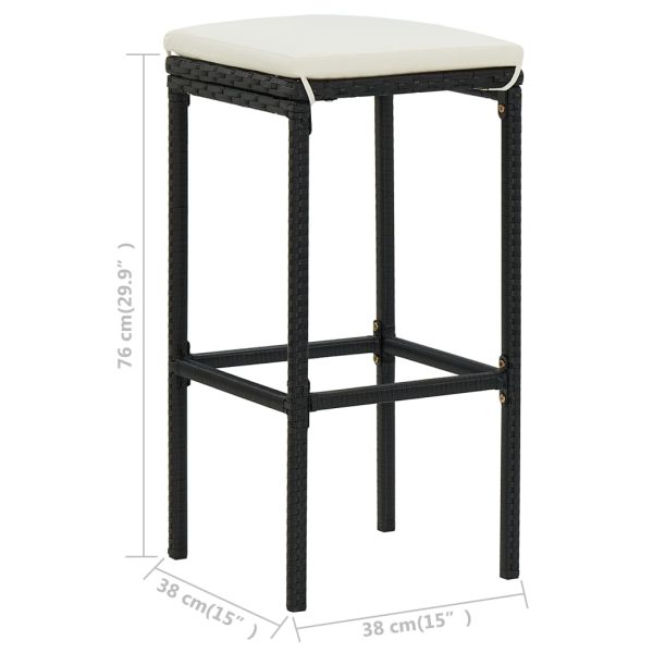 3 pcs conjunto de bar vime PE preto - Image 9