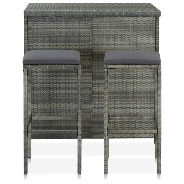 3 pcs conjunto de bar vime PE cinzento - Image 2