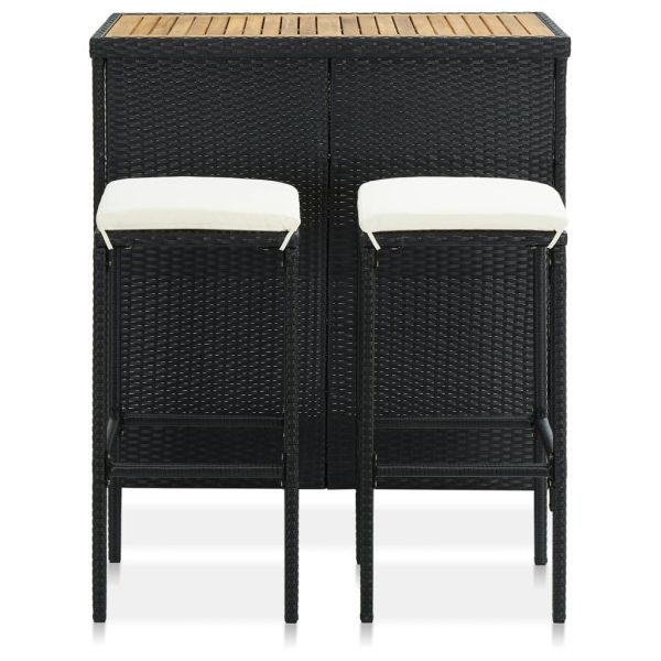3 pcs conjunto de bar vime PE preto - Image 2