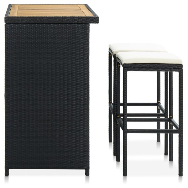 3 pcs conjunto de bar vime PE preto - Image 3