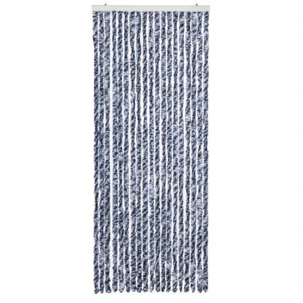Cortina anti-insetos 56x200 cm chenille azul e branco - Image 3