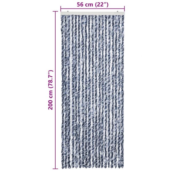 Cortina anti-insetos 56x200 cm chenille azul e branco - Image 7