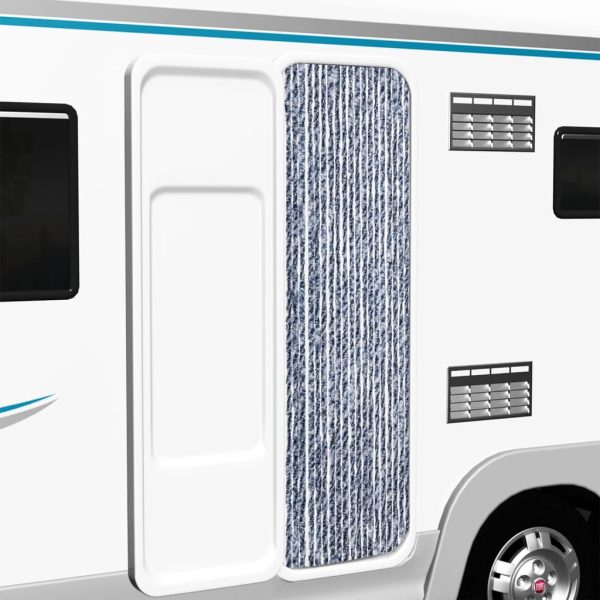 Cortina anti-insetos 56x200 cm chenille azul e branco