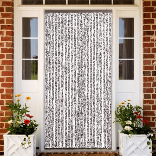 Cortina anti-insetos 90x200 cm chenille castanho e bege