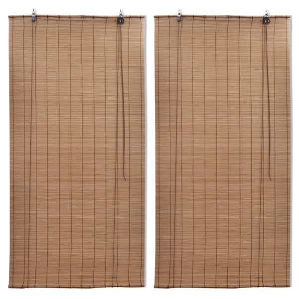 Estores de rolo 2 pcs 80 x 160 cm bambu castanho