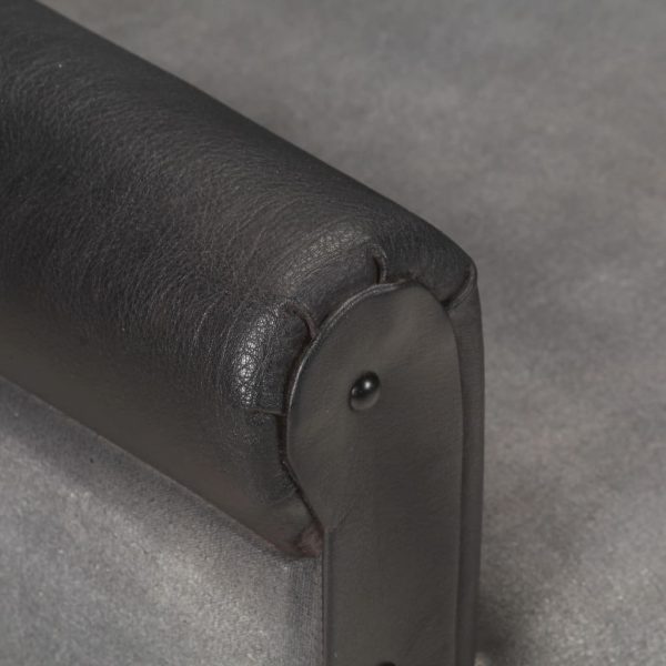 Poltrona em couro genuíno e lona preto - Image 6
