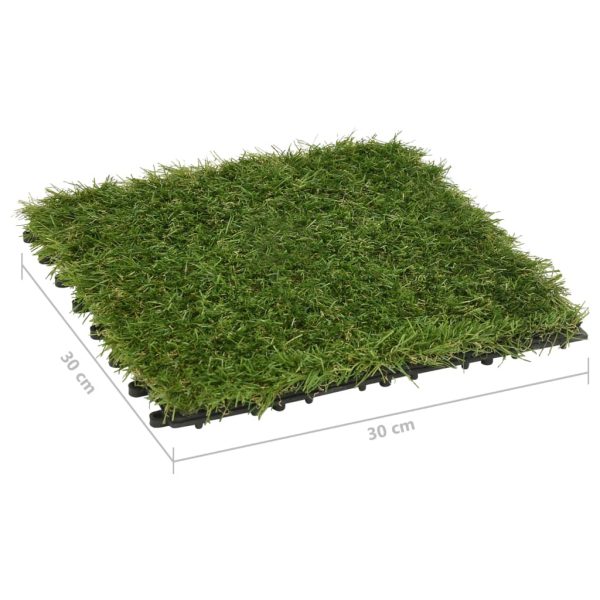 Ladrilhos de relva artificial 11 pcs 30x30 cm verde - Image 9