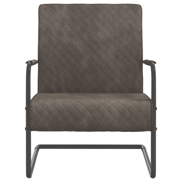 Cadeira cantilever veludo cinzento-claro - Image 2
