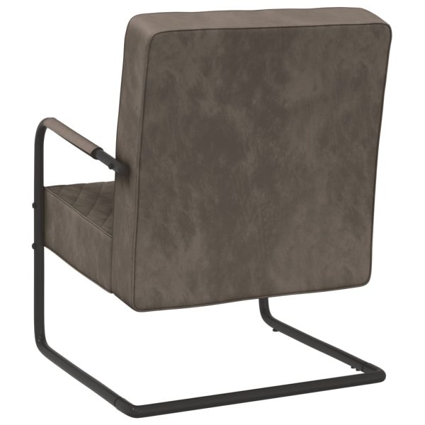 Cadeira cantilever veludo cinzento-claro - Image 4
