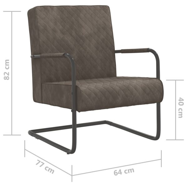 Cadeira cantilever veludo cinzento-claro - Image 6