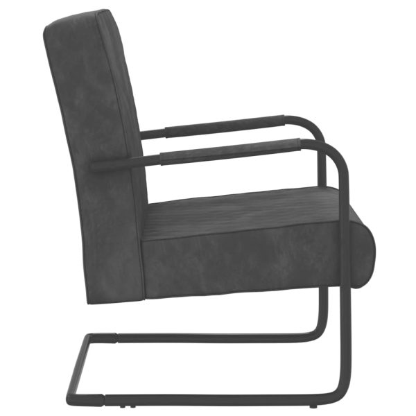 Cadeira cantilever veludo cinzento-escuro - Image 3