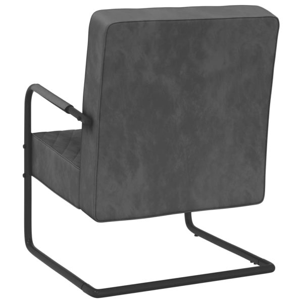 Cadeira cantilever veludo cinzento-escuro - Image 4