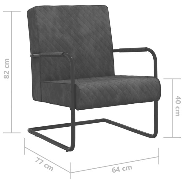 Cadeira cantilever veludo cinzento-escuro - Image 6