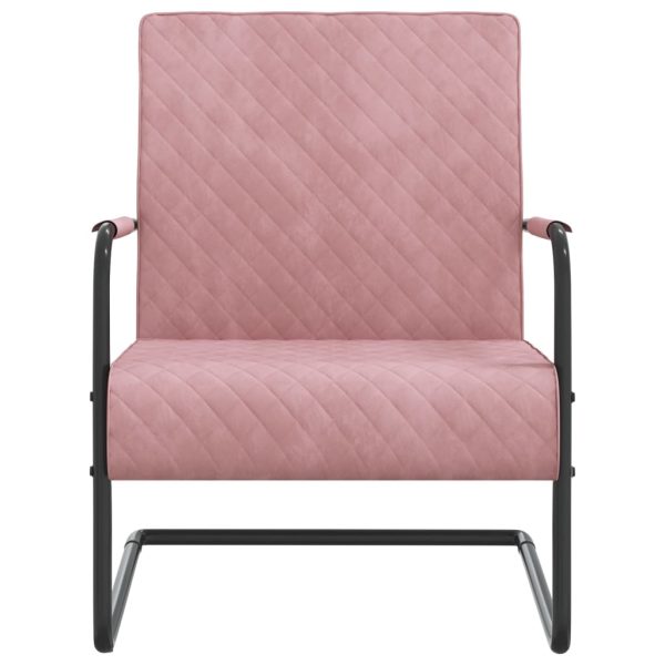 Cadeira cantilever veludo rosa - Image 2