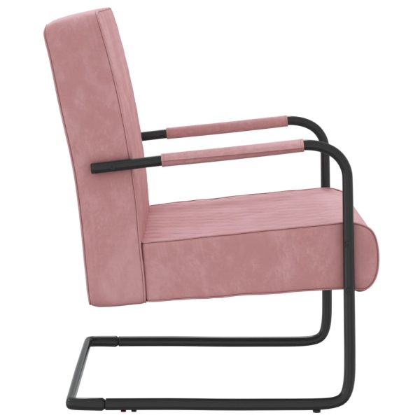 Cadeira cantilever veludo rosa - Image 3