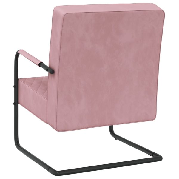 Cadeira cantilever veludo rosa - Image 4