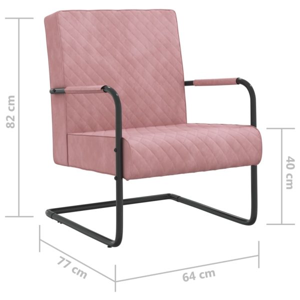 Cadeira cantilever veludo rosa - Image 6