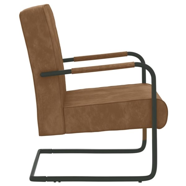 Cadeira cantilever veludo castanho - Image 3