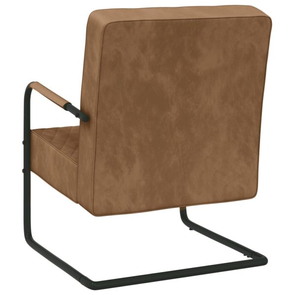 Cadeira cantilever veludo castanho - Image 4