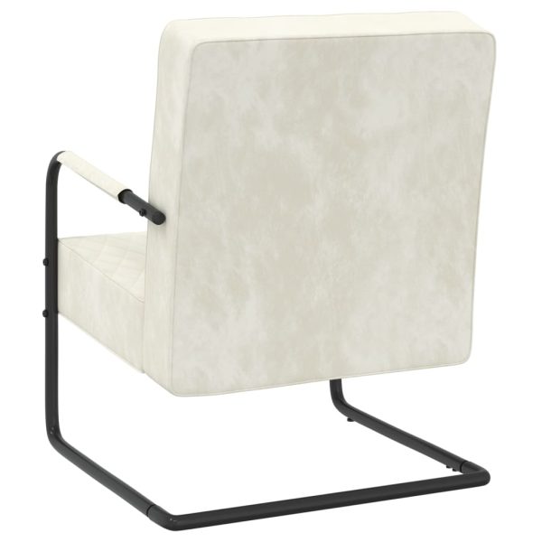 Cadeira cantilever veludo branco nata - Image 4