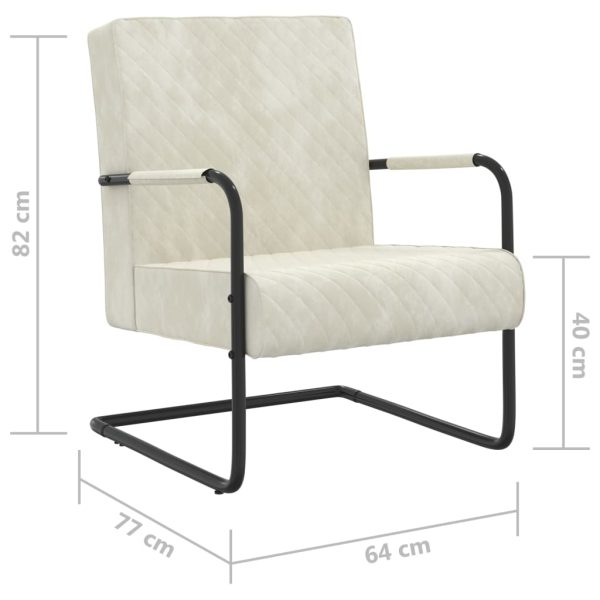 Cadeira cantilever veludo branco nata - Image 6