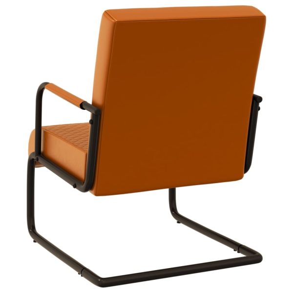 Cadeira cantilever em couro artificial castanho - Image 4