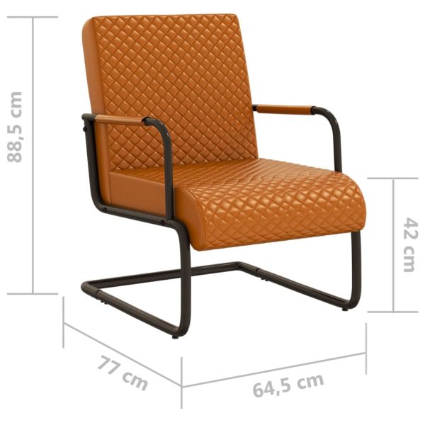 Cadeira cantilever em couro artificial castanho - Image 8