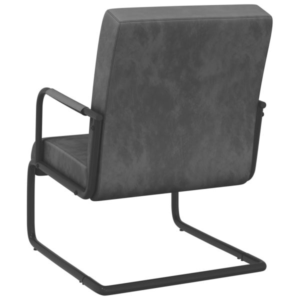 Cadeira cantilever veludo cinzento-escuro - Image 4