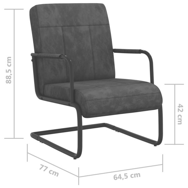 Cadeira cantilever veludo cinzento-escuro - Image 6
